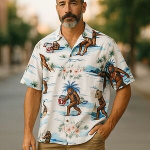 HYPER FAVOR big men's size 3X  Bigfoot Tropical lightweight short sleeve Shirt